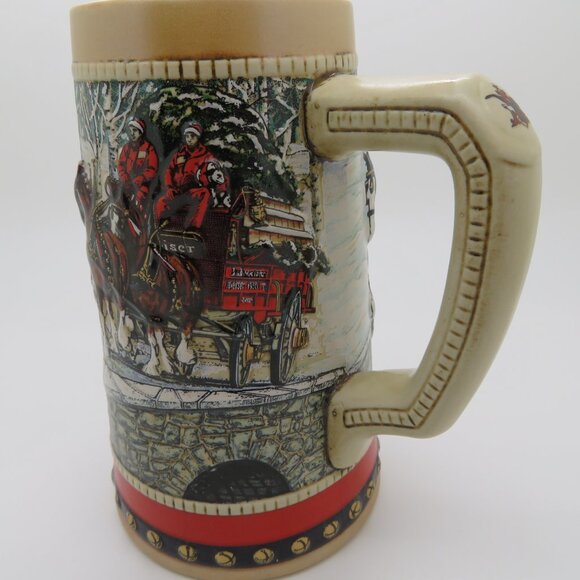 Beer Stein Budweiser Vintage 1988 Festive Holiday Collector Special Edition - Picture 1 of 13